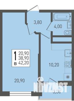 1-к квартира, вторичка, 42м2, 8/22 этаж