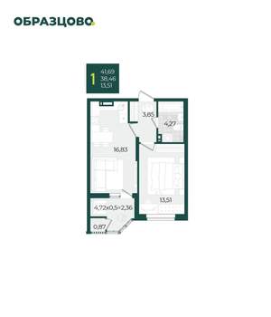 1-к квартира, вторичка, 42м2, 21/21 этаж