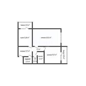 2-к квартира, вторичка, 59м2, 7/16 этаж