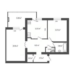 2-к квартира, вторичка, 69м2, 5/10 этаж