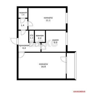2-к квартира, вторичка, 44м2, 2/5 этаж