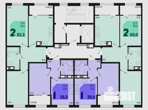2-к квартира, вторичка, 60м2, 5/18 этаж