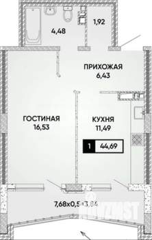 1-к квартира, вторичка, 41м2, 18/24 этаж