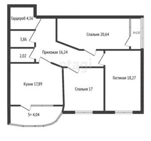 3-к квартира, вторичка, 101м2, 6/24 этаж