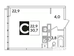 Студия квартира, вторичка, 31м2, 16/16 этаж