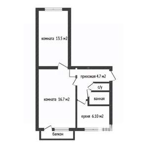 2-к квартира, вторичка, 45м2, 4/5 этаж