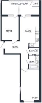 2-к квартира, вторичка, 59м2, 4/18 этаж