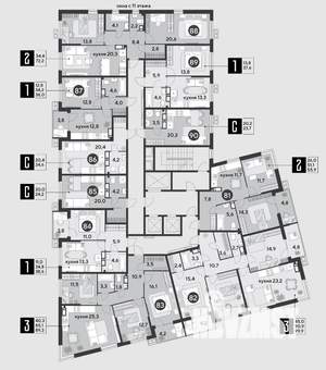 1-к квартира, строящийся дом, 38м2, 10/18 этаж