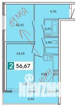 2-к квартира, вторичка, 52м2, 1/25 этаж
