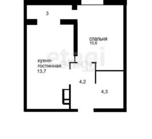 1-к квартира, вторичка, 36м2, 15/16 этаж