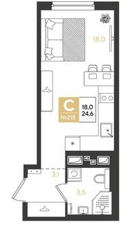 Студия квартира, строящийся дом, 25м2, 8/18 этаж