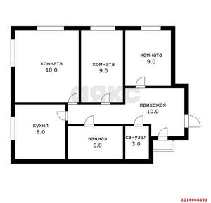 3-к квартира, вторичка, 61м2, 1/2 этаж