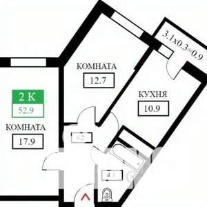 2-к квартира, вторичка, 55м2, 23/24 этаж