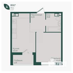 1-к квартира, вторичка, 34м2, 4/18 этаж