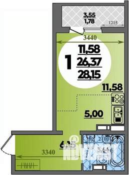 Студия квартира, строящийся дом, 28м2, 11/16 этаж