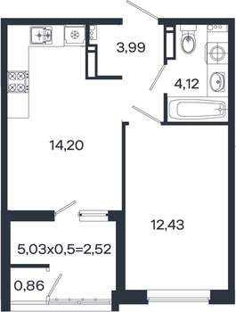1-к квартира, вторичка, 38м2, 15/18 этаж