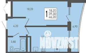1-к квартира, строящийся дом, 46м2, 23/24 этаж