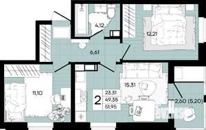 2-к квартира, вторичка, 52м2, 2/18 этаж