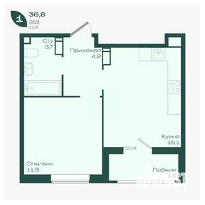 1-к квартира, вторичка, 37м2, 14/18 этаж