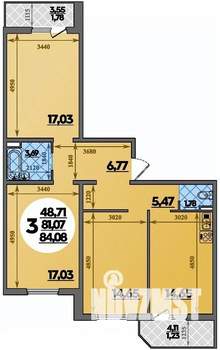3-к квартира, вторичка, 84м2, 1/8 этаж
