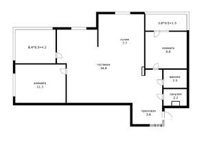 3-к квартира, вторичка, 72м2, 12/24 этаж