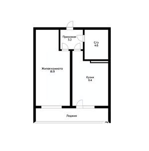 1-к квартира, вторичка, 36м2, 2/14 этаж