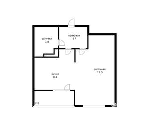 1-к квартира, вторичка, 32м2, 7/8 этаж