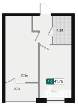 1-к квартира, вторичка, 42м2, 3/18 этаж