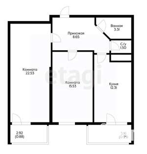 2-к квартира, вторичка, 65м2, 1/18 этаж