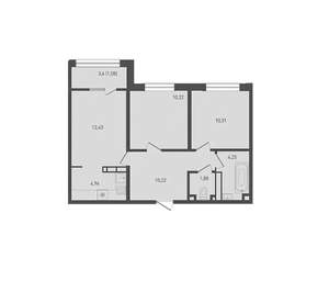 2-к квартира, вторичка, 58м2, 2/9 этаж