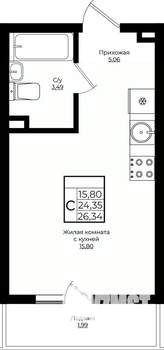 Студия квартира, вторичка, 26м2, 10/10 этаж