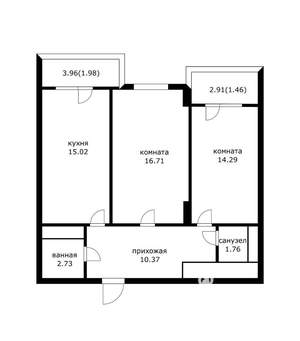 2-к квартира, вторичка, 61м2, 4/17 этаж