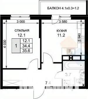 1-к квартира, вторичка, 36м2, 16/16 этаж