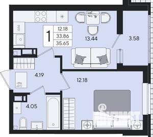 1-к квартира, вторичка, 36м2, 3/8 этаж