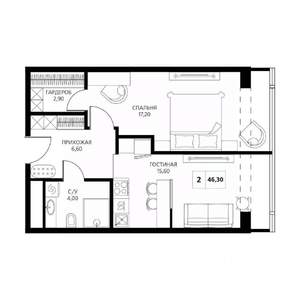 2-к квартира, вторичка, 47м2, 11/19 этаж