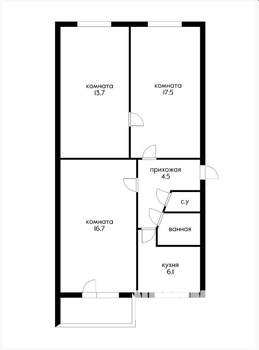 3-к квартира, вторичка, 61м2, 4/5 этаж