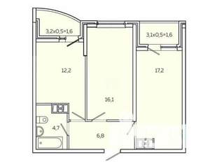 3-к квартира, вторичка, 57м2, 5/20 этаж