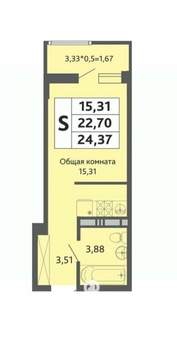 Студия квартира, вторичка, 25м2, 13/21 этаж