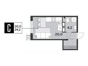 Студия квартира, вторичка, 24м2, 13/18 этаж