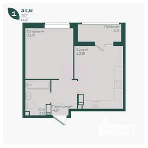 1-к квартира, вторичка, 35м2, 16/18 этаж