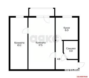 2-к квартира, вторичка, 48м2, 3/5 этаж