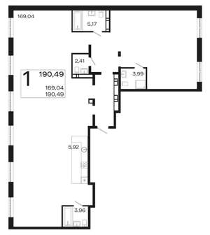 1-к квартира, строящийся дом, 190м2, 18/18 этаж