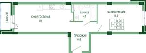 1-к квартира, вторичка, 45м2, 3/7 этаж