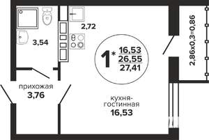 Студия квартира, вторичка, 27м2, 2/24 этаж