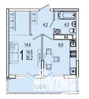 1-к квартира, вторичка, 35м2, 19/22 этаж