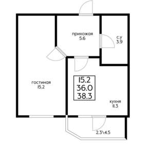1-к квартира, вторичка, 38м2, 7/22 этаж