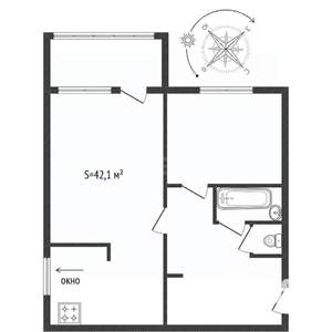 2-к квартира, вторичка, 42м2, 2/16 этаж