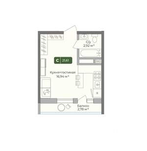 Студия квартира, вторичка, 22м2, 3/10 этаж