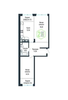 Студия квартира, вторичка, 66м2, 13/24 этаж