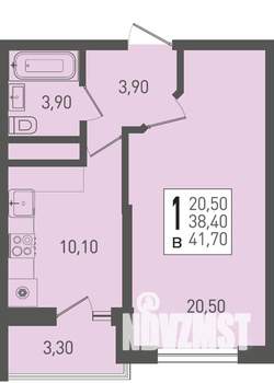 1-к квартира, строящийся дом, 42м2, 10/22 этаж